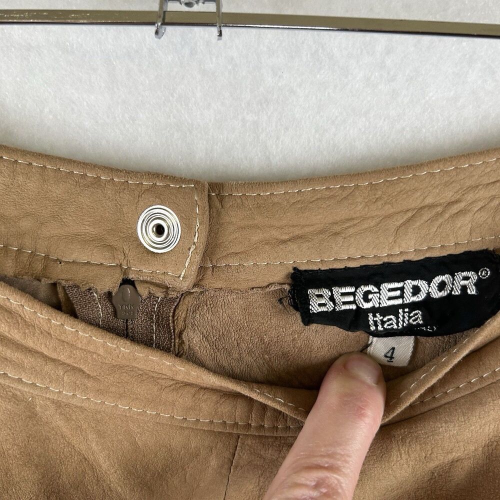 Soft Leather Skirt Raw Hem Long Begedor Italia western outback cowgirl core Sz 4 - Picture 4 of 9